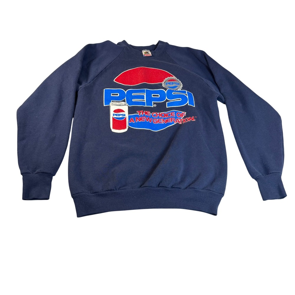 Vintage Pepsi Choice of a New Generation Sweatshirt Navy Blue Large USA Made